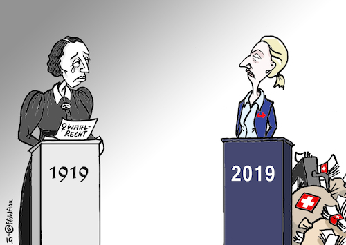 Cartoon: 100 Jahre Frauenwahl (medium) by Pfohlmann tagged karikatur,cartoon,color,farbe,2019,deutschland,frauen,emanzipation,wahlrecht,nationalversammlung,weidel,afd,spendenaffäre,schweiz,parteispenden,marie,juchacz,rede,rednerpult,politikerin,kampf,frauenwahlrecht,frauenwahl,jubiläum,100,jahre,hundert,karikatur,cartoon,color,farbe,2019,deutschland,frauen,emanzipation,wahlrecht,nationalversammlung,weidel,afd,spendenaffäre,schweiz,parteispenden,marie,juchacz,rede,rednerpult,politikerin,kampf,frauenwahlrecht,frauenwahl,jubiläum,100,jahre,hundert