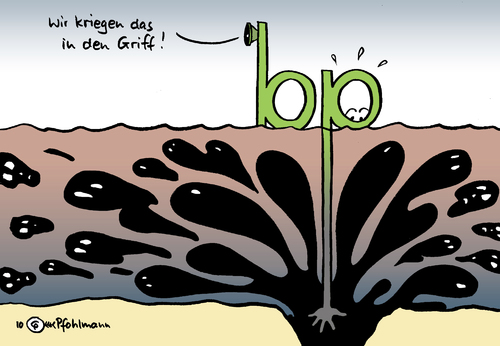 Cartoon: Alles im Griff (medium) by Pfohlmann tagged ölpest,ölkatastrophe,ölteppich,golf,mexiko,bp,plattform,bohrinsel,leck,ölpest,ölkatastrophe,ölteppich,golf,mexiko,bp,plattform,bohrinsel,leck,umwelt,öl