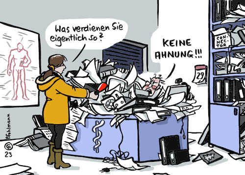 Cartoon: Arztverdienst? (medium) by Pfohlmann tagged arzt,ärzte,ärztestreik,verdienst,umsatz,einkommen,bürokratie,digitalisierung,medizin,gesundheitswesen,gesundheitssystem,protest,mediziner,arztpraxis,praxis,interview,burnout,überforderung,vorschriften,dokumentation,arzt,ärzte,ärztestreik,verdienst,umsatz,einkommen,bürokratie,digitalisierung,medizin,gesundgheitswesen,gesundheitssystem,protest,medizinier,arztpraxis,praxis,interview,burnout,überforderung,vorschriften,dokumentation