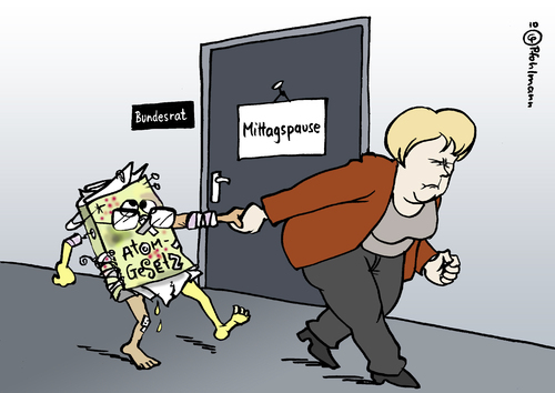 Cartoon: Atomgesetz (medium) by Pfohlmann tagged atomgesetz,laufzeit,laufzeitverlängerung,akw,atomenergie,atomkraft,merkel,bundeskanzlerin,deutschland,bundesregierung,bundesrat,gesetzgebungsverfahren,zustimmungspflichtig,länder,atomgesetz,laufzeit,laufzeitverlängerung,akw,atomenergie,atomkraft,angela merkel,bundeskanzlerin,bundesregierung,bundesrat,gesetzgebungsverfahren,zustimmungspflichtig,länder,angela,merkel