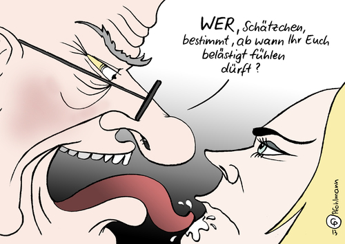 Cartoon: Belästigung (medium) by Pfohlmann tagged karikatur,cartoon,color,farbe,2013,deutschland,sexuelle,belästigung,nötigung,brüderle,journalistin,journalisten,männer,frauen,politiker,distanz,zoten,anmache,zunge,mann,frau,geschlechter,sexismus,karikatur,cartoon,color,farbe,2013,deutschland,sexuelle,belästigung,nötigung,brüderle,journalistin,journalisten,männer,frauen,politiker,distanz,zoten,anmache,zunge,mann,frau,geschlechter,sexismus