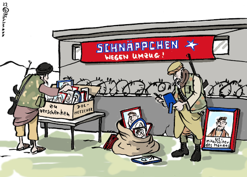 Cartoon: Bilderschnäppchen (medium) by Pfohlmann tagged afghanistan,usa,taliban,fotos,gesichtserkennung,biometrie,datenleck,ccc,chaoscomputerclub,dolmetscher,ortskräfte,flohmarkt,ebay,abzug,army,afghanistan,usa,taliban,fotos,gesichtserkennung,biometrie,datenleck,ccc,chaoscomputerclub,dolmetscher,ortskräfte,flohmarkt,ebay,abzug,army