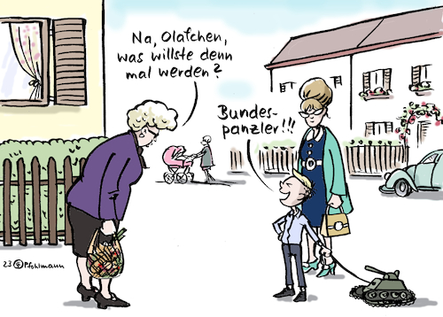 Cartoon: Bundespanzler (medium) by Pfohlmann tagged olaf,scholz,kindheit,beruf,berufswunsch,panzer,bundeskanzler,ukraine,krieg,russland,waffenlieferung,leopard,spielzeug,olaf,scholz,kindheit,beruf,berufswunsch,panzer,bundeskanzler,ukraine,krieg,russland,waffenlieferung,leopard,spielzeug