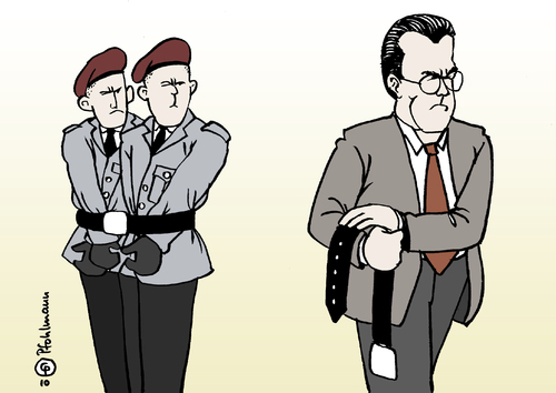 Cartoon: Bundeswehr-Gürtel (medium) by Pfohlmann tagged bundeswehr,gürtel,einsparungen,zu,guttenberg,verteidigungsminister,soldat,rekrut,bundeswehr,gürtel,einsparungen,guttenberg,verteidigungsminister,soldat,rekrut,militär