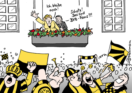 Cartoon: Schwarz-Gelb im Finale! (medium) by Pfohlmann tagged balkon,madrid,real,halbfinale,league,champions,fußballfans,fans,fußball,dortmund,bvb,schwarzgelb,koalition,bundeskanzlerin,beatrix,abdankung,alexander,willem,könig,krönung,deutschland,merkel,königin,niederlande,holland,2013,farbe,color,cartoon,karikatur,karikatur,cartoon,color,farbe,2013,holland,niederlande,königin,merkel,deutschland,krönung,könig,willem,alexander,abdankung,beatrix,bundeskanzlerin,koalition,schwarzgelb,bvb,dortmund,fußball,fans,fußballfans,champions,league,halbfinale,real,madrid,balkon,jubel,joachim,sauer