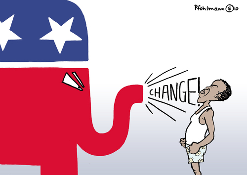 Cartoon: CHANGE! (medium) by Pfohlmann tagged change,obama,präsident,president,usa,wahl,wahlen,kongress,kongresswahlen,republikaner,elefant,elephant,wechsel,demokrat,wahlniederlage,wahlschlappe,verlierer,wahlverlierer,barack obama,amt,amtszeit,präsident,amerika,usa,tea party,kongress,wahl,wahlen,niederlage,demokraten,halbzeitwahl,stimmungstest,stimmung,barack,obama,tea,party