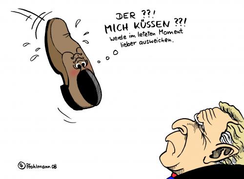 Cartoon: Der Schuh (medium) by Pfohlmann tagged bush,george,irak,irakkrieg,schuh,schuhe,präsidentschaft,präsident,usa,amerika,amtszeit,abschied,george bush,irak,rede,vortrag,iraqi,konferenz,pressekonferenz,verachtung,attentat,attacke,kritik,george,bush,anschlag,bombe,schuhe,schuh