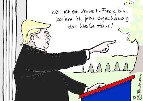 Cartoon: Der Umwelt-Freak (medium) by Pfohlmann tagged karikatur,cartoon,color,farbe,usa,global,welt,trump,präsident,pariser,paris,klimaabkommen,kündigung,umweltpolitik,klimapolitik,freak,umweltschutz,umweltschüter,isolation,isolieren,weißes,haus,austritt,ankündigung,karikatur,cartoon,color,farbe,usa,global,welt,trump,präsident,pariser,paris,klimaabkommen,kündigung,umweltpolitik,klimapolitik,freak,umweltschutz,umweltschüter,isolation,isolieren,weißes,haus,austritt,ankündigung