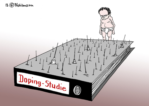 Cartoon: Dopingstudie (medium) by Pfohlmann tagged karikatur,cartoon,color,farbe,2013,deutschland,innenminister,friedrich,doping,dopingstudie,studie,untersuchung,osb,olympischer,sportbund,dopingpraxis,veröffentlichung,geheimhaltung,geheim,nagelbrett,fakir,spritzen,nadeln,spritzennadeln,karikatur,cartoon,color,farbe,2013,deutschland,innenminister,friedrich,doping,dopingstudie,studie,untersuchung,osb,olympischer,sportbund,dopingpraxis,veröffentlichung,geheimhaltung,geheim,nagelbrett,fakir,spritzen,nadeln,spritzennadeln