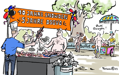 Cartoon: DSGVO-Jubiläum (medium) by Pfohlmann tagged dsgvo,datenschutz,privatsphäre,überwachung,nsa,snowden,jubiläum,whistleblower,recht,grundrechte,internetkonzerne,google,facebook,nackt,nacktheit,gläsern,party,feier,dsgvo,datenschutz,privatsphäre,überwachung,nsa,snowden,jubiläum,whistleblower,recht,grundrechte,internetkonzerne,google,facebook,nackt,nacktheit,gläsern,party,feier