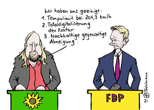 Cartoon: Einigung Grün-Gelb (medium) by Pfohlmann tagged bundestagswahl,koalition,sondierung,grün,gelb,grüne,fdp,hofreiter,lindner,wahlsieger,sondierungsgespräche,partei,demokratie,nachhaltigkeit,klima,kompromiss,tempolimit,umwelt,klimaschutz,digitalisierung,natur,ökologie,liberale,umweltschutz,klimakrise,bundestagswahl,koalition,sondierung,grün,gelb,grüne,fdp,hofreiter,lindner,wahlsieger,sondierungsgespräche,partei,demokratie,nachhaltigkeit,klima,kompromiss,tempolimit,umwelt,klimaschutz,digitalisierung,natur,ökologie,liberale,umweltschutz,klimakrise