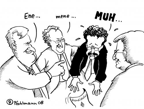 Cartoon: Ene Mene Muuuuuh (medium) by Pfohlmann tagged csu,bayern,ministerpräsident,landtagswahl,kandidatur,kandidat,seehofer,herrmann,schmid,goppel,auszählreim,ene,mene,muh,csu,bayern,horst seehofer,thomas goppel,joachim herrmann,wissenschaftsminister,innenminister,minister,kandidat,kandidatur,nachfolger,günther beckstein,horst,seehofer,thomas,goppel,joachim,herrmann,günther,beckstein,partei,parteien,politiker,landtagswahl