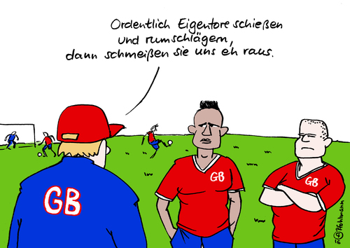 Cartoon: Euro Rauswurf (medium) by Pfohlmann tagged karikatur,cartoon,2016,color,farbe,euro,em,brexit,großbritannien,schlägereien,gewalt,hooligans,rauswurf,ausschluss,fußball,trainer,spieler,fußballspieler,eigentor,eigentore,abstimmung,volksabstimmung,karikatur,cartoon,2016,color,farbe,euro,em,brexit,großbritannien,schlägereien,gewalt,hooligans,rauswurf,ausschluss,fußball,trainer,spieler,fußballspieler,eigentor,eigentore,abstimmung,volksabstimmung