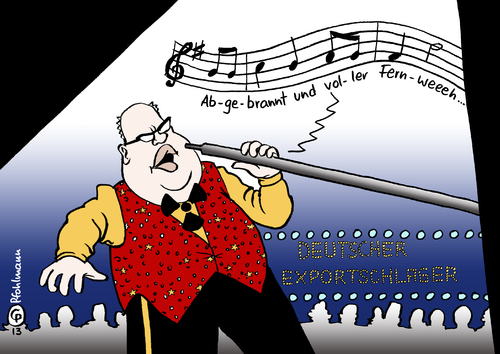 Cartoon: Exportschlager (medium) by Pfohlmann tagged karikatur,cartoon,color,farbe,2013,deutschland,atommüll,altmaier,umweltminister,gesetz,atomkraft,entsorgung,ausland,brennstab,brennstäbe,export,exportschlager,schlager,schlagersänger,schlagertext,fernweh,abgebrannt,singen,sänger,energiepolitik,karikatur,cartoon,color,farbe,2013,deutschland,atommüll,altmaier,umweltminister,gesetz,atomkraft,entsorgung,ausland,brennstab,brennstäbe,export,exportschlager,schlager,schlagersänger,schlagertext,fernweh,abgebrannt,singen,sänger,energiepolitik