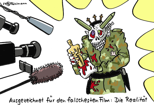 Cartoon: Falscher Film (medium) by Pfohlmann tagged oscar,preisverleihung,film,filmbranche,auszeichnung,preis,realität,krieg,gewalt,terror,gaza,israel,hamas,ukraine,russland,wirklichkeit,oscar,preisverleihung,film,filmbranche,auszeichnung,preis,realität,krieg,gewalt,terror,gaza,israel,hamas,ukraine,russland,wirklichkeit