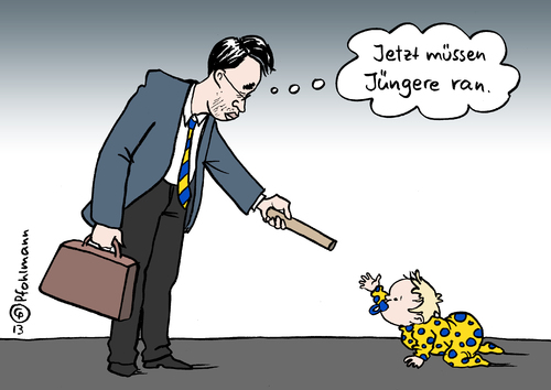 Cartoon: FDP verjüngen (medium) by Pfohlmann tagged karikatur,cartoon,color,farbe,2013,deutschland,bundestagswahl,wahlergebnis,fdp,roesler,rösler,parteivorsitzender,rücktritt,übergabe,staffel,staffelstab,jüngere,lindner,baby,krabbelkind,kleinkind,schnuller,machtübergabe,karikatur,cartoon,color,farbe,2013,deutschland,bundestagswahl,wahlergebnis,fdp,roesler,rösler,parteivorsitzender,rücktritt,übergabe,staffel,staffelstab,jüngere,lindner,baby,krabbelkind,kleinkind,schnuller,machtübergabe