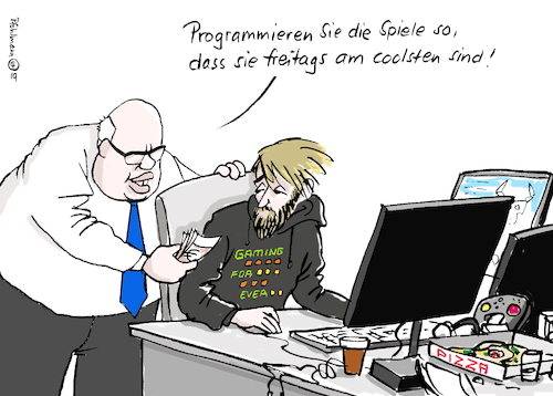 Cartoon: Fridays for Games (medium) by Pfohlmann tagged computerspiele,abhängigkeit,sucht,altmaier,wirtschaftsminister,klima,klimaschutz,schüler,schülerproteste,demos,schülerstreik,spieleentwickler,programmierer,programmieren,freitags,computerspiele,abhängigkeit,sucht,altmaier,wirtschaftsminister,klima,klimaschutz,schüler,schülerproteste,demos,schülerstreik,spieleentwickler,programmierer,programmieren,freitags