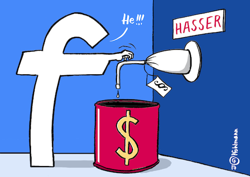 Cartoon: Hasserhahn (medium) by Pfohlmann tagged karikatur,cartoon,2017,color,farbe,deutschland,global,facebook,hass,hassbotschaften,persönlichkeitsrechte,justizminister,maas,gesetz,paragraf,verbot,bußgeld,wasserhahn,hasser,einnahmequelle,netzwerk,profit,löschung,karikatur,cartoon,2017,color,farbe,deutschland,global,facebook,hass,hassbotschaften,persönlichkeitsrechte,justizminister,maas,gesetz,paragraf,verbot,bußgeld,wasserhahn,hasser,einnahmequelle,netzwerk,profit,löschung