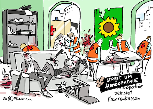 Cartoon: Homöopathiestreit (medium) by Pfohlmann tagged 2020,deutschland,grüne,homöopathie,streit,krankenkasse,gesundheitspolitik,kosten,globuli,medizin,gesundheit,alternativmedizin,schulmedizin,kostenübernahme,2020,deutschland,grüne,homöopathie,streit,krankenkasse,gesundheitspolitik,kosten,globuli,medizin,gesundheit,alternativmedizin,schulmedizin,kostenübernahme