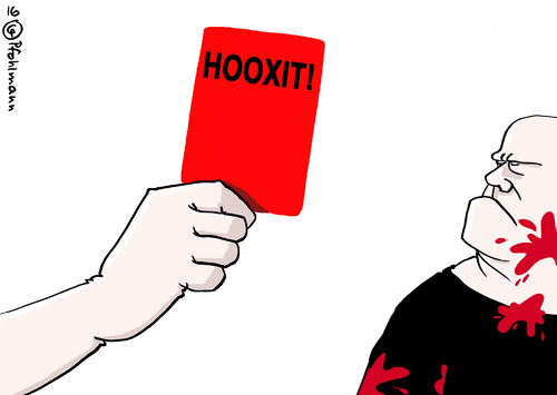 Cartoon: Hooxit! (medium) by Pfohlmann tagged karikatur,cartoon,2016,color,farbe,frankreich,em,hooxit,europameisterschaft,euro,rote,karte,platzverweis,brexit,schlägereien,blut,hooligan,ausschreitungen,gewalt,fußball,fans,uefa,saktionen,hooligans,schiedsrichter,karikatur,cartoon,2016,color,farbe,frankreich,em,hooxit,europameisterschaft,euro,rote,karte,platzverweis,brexit,schlägereien,blut,hooligan,ausschreitungen,gewalt,fußball,fans,uefa,saktionen,hooligans,schiedsrichter