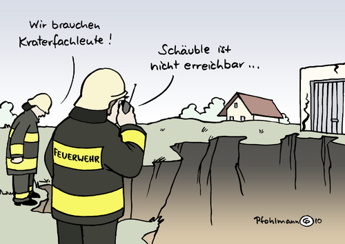 Cartoon: Krater-Fachmann (medium) by Pfohlmann tagged deutschland,krater,schmalkalden,loch,erdloch,schäuble,finanzminister,haushaltsloch,fachmann,fachkraft,finanzloch,haushalt,staatshaushalt,schulden,deutschland,krater,loch,erdloch,schäuble,finanzminister,haushaltsloch,fachmann,fachkraft,finanzloch,haushalt,staatshaushalt,schulden