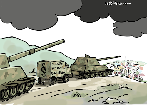 Cartoon: Kriegsbibliothek (medium) by Pfohlmann tagged krieg,ukraine,russland,kriegsverbrechen,menschenrechte,völkerrecht,gesetze,kriegsrecht,jura,bibliothek,bücherei,panzer,militär,angriff,amnesty,recht,paragraf,paragraph,fachliteratur,fachbücher,gewalt,krieg,ukraine,russland,kriegsverbrechen,menschenrechte,völkerrecht,gesetze,kriegsrecht,jura,bibliothek,bücherei,panzer,militär,angriff,amnesty,recht,paragraf,paragraph,fachliteratur,fachbücher,gewalt