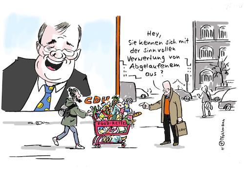 Cartoon: Laschet abgelaufen (medium) by Pfohlmann tagged bundestagswahl,laschet,cdu,brinkhaus,lebensmittel,verschwendung,abgelaufen,verdorben,mhd,mindesthaltbarkeit,ernährung,sharing,fraktion,kanzlerkandidat,wahlverlierer,bundestagswahl,laschet,cdu,brinkhaus,lebensmittel,verschwendung,abgelaufen,verdorben,mhd,mindesthaltbarkeit,ernährung,sharing,fraktion,kanzlerkandidat,wahlverlierer