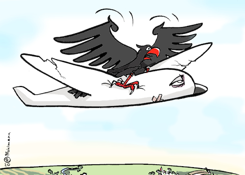 Cartoon: Lufthansa-Hilfe (medium) by Pfohlmann tagged 2020,coronakrise,pandemie,wirtschaftskrise,lufthansa,flugzeug,fluglinie,airline,insolvenz,rettung,bundesadler,adler,2020,coronakrise,pandemie,wirtschaftskrise,lufthansa,flugzeug,fluglinie,airline,insolvenz,rettung,bundesadler,adler