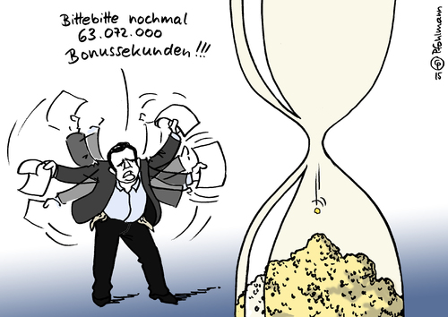 Cartoon: Mehr Bonussekunden! (medium) by Pfohlmann tagged sanduhr,tsipras,eu,griechenland,farbe,color,2015,cartoon,karikatur,europa,schuldenkrise,reformen,erddrehung,schaltsekunde,bonussekunde,sekunde,staatspleite,zahlungsunfähigkeit,pleite,aufschub,austritt,grexit,verhandlung,kredite,geldgeber,reformliste,karikatur,cartoon,2015,color,farbe,griechenland,eu,tsipras,sanduhr,pleite,zahlungsunfähigkeit,staatspleite,sekunde,bonussekunde,schaltsekunde,erddrehung,reformen,schuldenkrise,europa,reformliste,geldgeber,kredite,verhandlung,grexit,austritt,aufschub