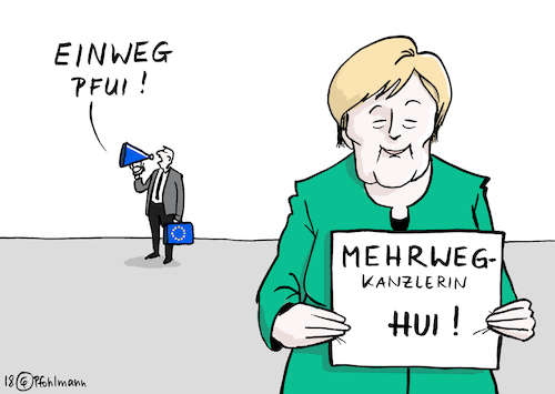 Cartoon: Mehrweg Hui (medium) by Pfohlmann tagged karikatur,cartoon,farbe,color,2018,deutschland,global,welt,plastik,plastikmüll,eu,verbot,trinkhalme,wattestäbchen,einweggeschirr,einweg,mehrweg,kanzlerin,merkel,bundeskanzlerin,legislaturperiode,amtszeit,umwelt,umweltschutz,mikroplastik,nachhaltigkeit,karikatur,cartoon,farbe,color,2018,deutschland,global,welt,plastik,plastikmüll,eu,verbot,trinkhalme,wattestäbchen,einweggeschirr,einweg,mehrweg,kanzlerin,merkel,bundeskanzlerin,legislaturperiode,amtszeit,umwelt,umweltschutz,mikroplastik,nachhaltigkeit