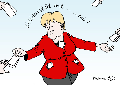 Cartoon: Merkel-Soli (medium) by Pfohlmann tagged karikatur,cartoon,color,farbe,2013,deutschland,merkel,bundeskanzlerin,solidaritätszuschlag,soli,solidarpakt,neue,bundesländer,alte,aufbau,ost,west,hilfe,solidarität,geld,steuer,steuern,karikatur,cartoon,color,farbe,2013,deutschland,merkel,bundeskanzlerin,solidaritätszuschlag,soli,solidarpakt,neue,bundesländer,alte,aufbau,ost,west,hilfe,solidarität,geld,steuer,steuern