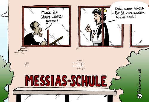 Cartoon: Messias II (medium) by Pfohlmann tagged usa,us,präsidentschaftswahlen,präsident,obama,messias,schule,jesus,christus,wasser,öl,erdöl,wunder,barack obama,usa,amerika,präsident,präsidentschaftswahlen,wahl,wahlen,präsidentschaft,irak,afghanistan,krise,katastrophen,amtszeit,finanzkrise,chaos,weiße haus,bürde,hoffnung,erbe,hinterlassenschaft,wirtschaft,wahlkampf,aussichten,zukunft,ausgaben,geld,finanzen,barack,obama,weiße,haus,sieger,übernahme,übergabe,welt,regierung,verantwortung,messias,schule,jesus christus,wasser,öl,erdöl,wunder,erwartungen,glaube,religion,prediger,nachhilfe,schüler,ansprüche,anspruch,aufgaben,jesus,christus