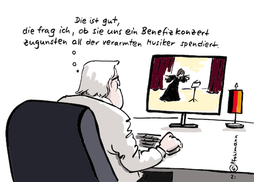 Cartoon: Musiker für Musiker (medium) by Pfohlmann tagged corona,coronavirus,pandemie,coronakrise,steinmeier,bundespräsident,lockdown,kultur,musiker,benefiz,konzert,berufsverbot,kunst,musik,pleite,hartz4,auftrittsverbot,arm,armut,spenden,spende,corona,coronavirus,pandemie,coronakrise,steinmeier,bundespräsident,lockdown,kultur,musiker,benefiz,konzert,berufsverbot,kunst,musik,pleite,hartz4,auftrittsverbot,arm,armut,spenden,spende