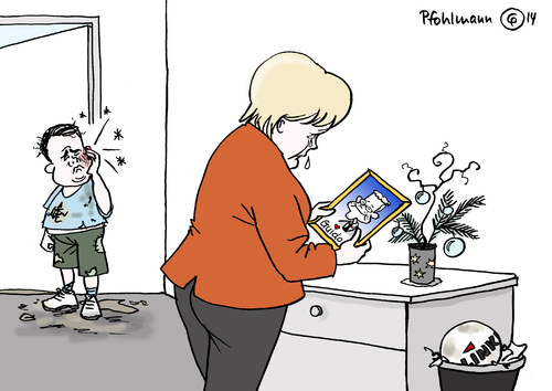 Cartoon: Muttis Guido (medium) by Pfohlmann tagged karikatur,cartoon,2014,color,farbe,deutschland,merkel,bundeskanzlerin,cdu,parteivorsitz,parteivorsitzende,spd,gabriel,schelte,große,koalition,fdp,guido,westerwelle,schwarz,gelb,rot,mutti,ohrfeige,linke,rotrotgrün,ball,bundesparteitag,parteitag,wiederwahl,karikatur,cartoon,2014,color,farbe,deutschland,merkel,bundeskanzlerin,cdu,parteivorsitz,parteivorsitzende,spd,gabriel,schelte,große,koalition,fdp,guido,westerwelle,schwarz,gelb,rot,mutti,ohrfeige,linke,rotrotgrün,ball,bundesparteitag,parteitag,wiederwahl