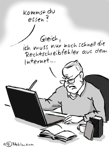 Cartoon: Netzfehler (medium) by Pfohlmann tagged 2019,internet,rechtschreibung,korrektur,korrigieren,www,tippfehler,sprache,2019,internet,rechtschreibung,korrektur,korrigieren,www,tippfehler,sprache