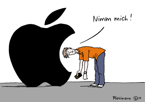 Cartoon: Nimm mich! (medium) by Pfohlmann tagged karikatur,cartoon,color,farbe,2014,deutschland,global,apple,nimm,mich,nutzer,datenschutz,technik,technologie,watch,uhr,armbanduhr,smart,internet,vernetzung,neuheit,überwachung,handy,smartphone,iphone,iwatch,karikatur,cartoon,color,farbe,2014,deutschland,global,apple,nimm,mich,nutzer,datenschutz,technik,technologie,watch,uhr,armbanduhr,smart,internet,vernetzung,neuheit,überwachung,handy,smartphone,iphone,iwatch