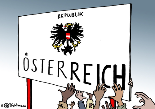 Cartoon: ÖsterREICH (medium) by Pfohlmann tagged karikatur,cartoon,2015,color,farbe,österreich,global,welt,reich,arm,zuflucht,flucht,grenze,europa,eu,wohlstand,ankunft,flüchtlinge,asyl,asylbewerber,hände,armut,karikatur,cartoon,2015,color,farbe,österreich,global,welt,reich,arm,zuflucht,flucht,grenze,europa,eu,wohlstand,ankunft,flüchtlinge,asyl,asylbewerber,hände,armut