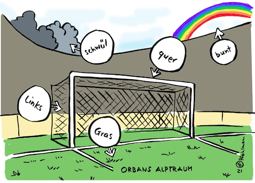 Cartoon: Orbans EM-Alptraum (medium) by Pfohlmann tagged em,fußball,europameisterschaft,orban,ungarn,deutschland,neuer,regenbogen,armbinde,politik,schwul,schwül,homosexuell,quer,queer,tor,links,rechts,gras,rasen,fußballfeld,stadion,protest,nationalmannschaft,torwart,torhüter,em,fußball,europameisterschaft,orban,ungarn,deutschland,neuer,regenbogen,armbinde,politik,schwul,schwül,homosexuell,quer,queer,tor,links,rechts,gras,rasen,fußballfeld,stadion,protest,nationalmannschaft,torwart,torhüter