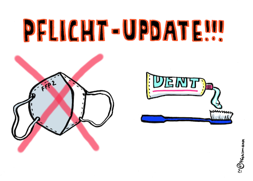 Cartoon: Pflicht-Update (medium) by Pfohlmann tagged corona,coronavirus,covid19,pandemie,coronapandemie,maske,maskenpflicht,ffp2,pflicht,pflichten,zahnbürste,zahnpasta,zahncreme,zähne,putzen,zähneputzen,mundgeruch,hygiene,gebiss,gesicht,lächeln,mimik,update,gesetz,verordnung,corona,coronavirus,covid19,pandemie,coronapandemie,maske,maskenpflicht,ffp2,pflicht,pflichten,zahnbürste,zahnpasta,zahncreme,zähne,putzen,zähneputzen,mundgeruch,hygiene,gebiss,gesicht,lächeln,mimik,update,gesetz,verordnung