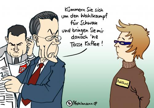 Cartoon: Praktikant (medium) by Pfohlmann tagged spd,müntefering,bundespräsidentin,bundespräsident,kandidat,kandidatur,gesine,schwan,wahlkampf,praktikant,praktikum,kaffee,spd,franz müntefering,bundespräsidentin,bundespräsident,kandidat,kandidatur,gesine schwan,wahlkampf,praktikant,praktikum,kaffee,franz,müntefering,gesine,schwan