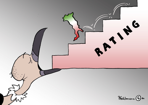 Cartoon: Rating (medium) by Pfohlmann tagged karikatur,color,farbe,2011,italien,rating,ratingagentur,herabstufung,eu,europa,euro,pleite,geier,pleitegeier,zahlungsunfähigkeit,insolvenz,kreditwürdigkeit,wirtschaftskrise,schuldenkrise,schulden,sparen,sparprogramm,reform,stiefel,einsparungen,staatsschulden,rating,italien,ratingagentur,herabstufung,europa,euro,pleite,pleitegeier,geier