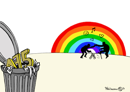 Cartoon: Regenbogenfest (medium) by Pfohlmann tagged karikatur,cartoon,2017,color,farbe,deutschland,homosexuelle,schwule,homosexualität,paragraf,entschädigung,gesetz,strafe,rehabilitierung,175,regenbogen,müll,abfall,feier,fest,straftat,straftatbestand,sexualität,sexuelle,orientierung,grundrechte,karikatur,cartoon,2017,color,farbe,deutschland,homosexuelle,schwule,homosexualität,paragraf,entschädigung,gesetz,strafe,rehabilitierung,175,regenbogen,müll,abfall,feier,fest,straftat,straftatbestand,sexualität,sexuelle,orientierung,grundrechte