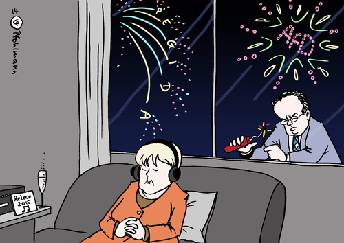 Cartoon: Relax-Silvester (medium) by Pfohlmann tagged karikatur,cartoon,2014,color,farbe,deutschland,silvester,merkel,bundeskanzlerin,friedrich,csu,union,kritik,mitte,konversativ,pegida,afd,feuerwerk,raketen,entspannung,relax,böller,kracher,karikatur,cartoon,2014,color,farbe,deutschland,silvester,merkel,bundeskanzlerin,friedrich,csu,union,kritik,mitte,konversativ,pegida,afd,feuerwerk,raketen,entspannung,relax,böller,kracher