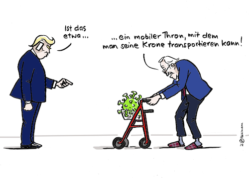 Cartoon: Roll-Thron (medium) by Pfohlmann tagged biden,usa,präsident,präsidentschaftswahlen,demokraten,kandidat,corona,rollator,thron,altersstarrsinn,alter,senior,trump,wahlkampf,biden,usa,präsident,präsidentschaftswahlen,demokraten,kandidat,corona,rollator,thron,altersstarrsinn,alter,senior,trump,wahlkampf