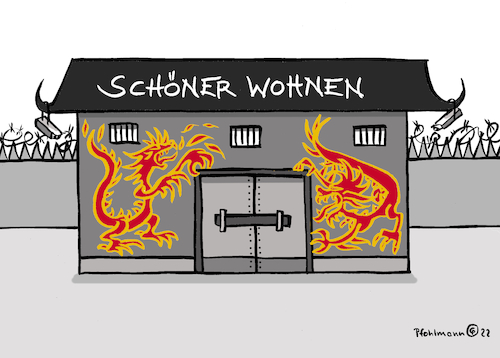 Cartoon: Schöner Wohnen China (medium) by Pfohlmann tagged china,uiguren,menschenrechte,lager,umerziehung,folter,minderheit,schöner,wohnen,fortbildung,assimilation,gefängnis,china,uiguren,menschenrechte,lager,umerziehung,folter,minderheit,schöner,wohnen,fortbildung,assimilation,gefängnis