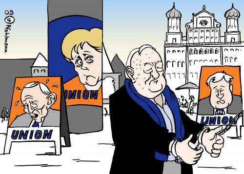 Cartoon: Schreiber in Augsburg (medium) by Pfohlmann tagged schreiber,augsburg,waffenlobbyist,cdu,spendenskandal,spendenaffäre,kohl,schäuble,merkel,seehofer,kanada,schreiber,waffen,lobbyist,händler,steuerhinterziehung,bestechung,kanada,auslieferung,csu,cdu,kohl,spendenaffäre,parteispende,schäuble,spd,umfragewerte,umfrage,augsburg,spendenskandal,skandal