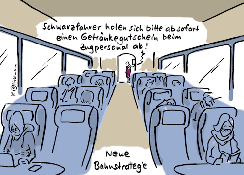 Cartoon: Schwarzfahrer (medium) by Pfohlmann tagged schwarzfahrer,db,bahn,nahverkehr,schwarzfahrer,db,bahn,nahverkehr