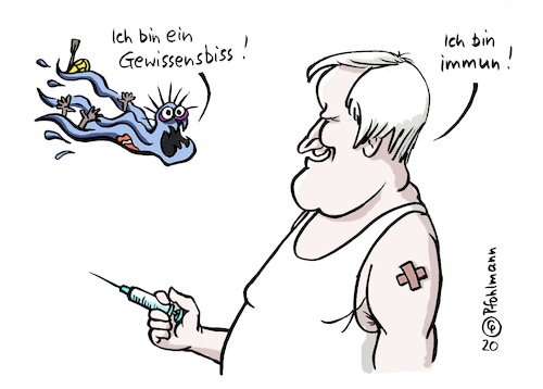 Cartoon: Seehofer immun (medium) by Pfohlmann tagged 2020,seehofer,corona,innenminister,coronavirus,immunität,impfung,immun,gewissen,mittelmeer,flüchtlinge,grenze,europa,frontex,flucht,asyl,flüchtlingspolitik,außengrenzen,ertrinken,tod,tote,meer,2020,seehofer,corona,innenminister,coronavirus,immunität,impfung,immun,gewissen,mittelmeer,flüchtlinge,grenze,europa,frontex,flucht,asyl,flüchtlingspolitik,außengrenzen,ertrinken,tod,tote,meer