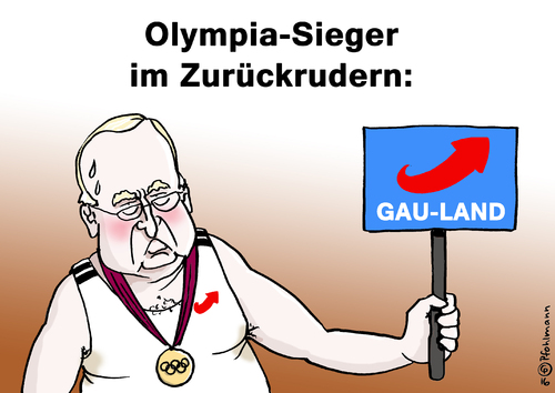 Sieger im Zurückrudern