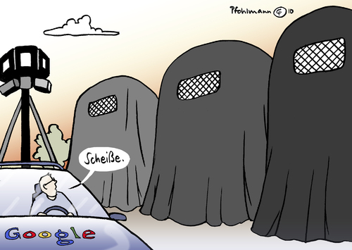 Cartoon: Street View (medium) by Pfohlmann tagged google,street,view,datenschutz,scanner,straßen,häuser,burka,suchmaschine,google,datenschutz,scanner,straßen,häuser,burka,suchmaschine,internet,web,suchen,religion,kultur,tradition,daten